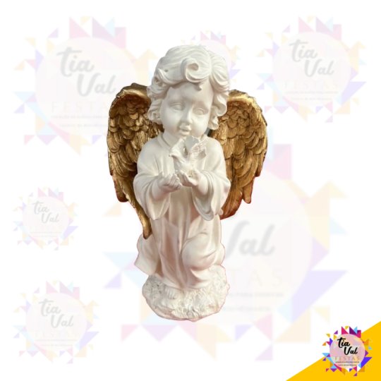 ANJO DOURADO COM POMBO 34 CM