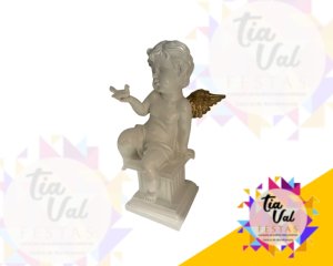 Foto de ANJO DOURADO SENTADO NA COLUNA 24 cm