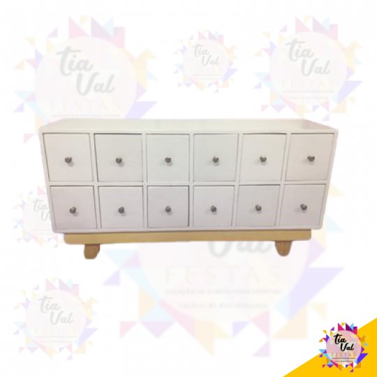 APARADOR BRANCO C/ 12 GAVETAS