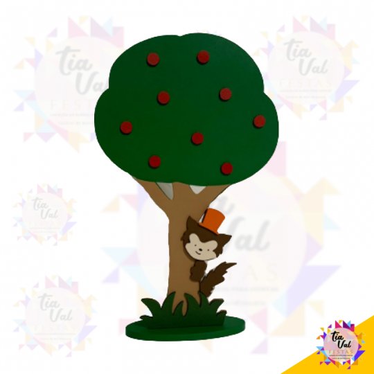 ARVORE COM LOBO MDF - CHAPEUZINHO VERMELHO 0,19 CM X 0,32 CM