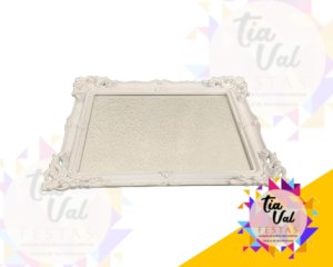 Foto de BANDEJA BRANCA RETANGULAR C/ ESPELHO SEM PE
