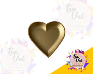 Foto de BANDEJA CORAÇÃO MDF DOURADA 21 X 22