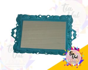 Foto de Bandeja de plastico azul tifany espelhada c/ alça