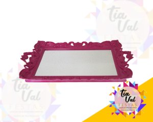 Foto de BANDEJA DE PLASTICO PINK ESPELHADA C/ ALÇA