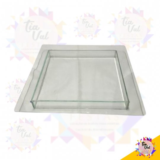 BANDEJA DE VIDRO QUADRADA (PÉ VIDRO)