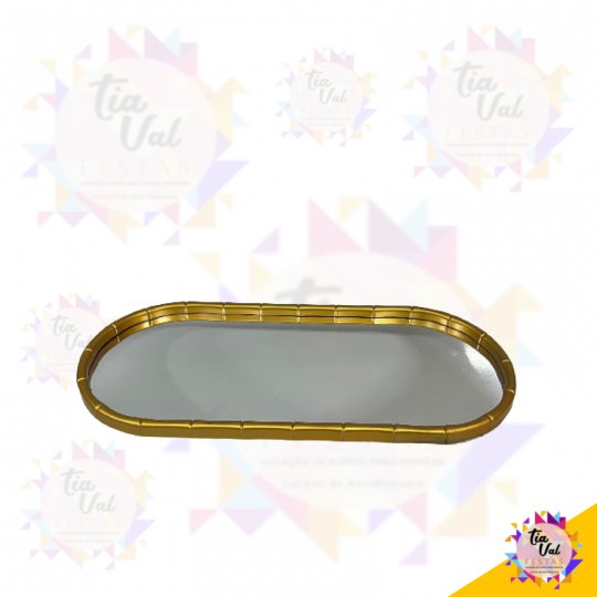 BANDEJA DOURADA OVAL PLASTICO - OVAL