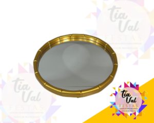 Foto de BANDEJA DOURADA REDONDA  PLASTICO - MEDIA - 23 CM