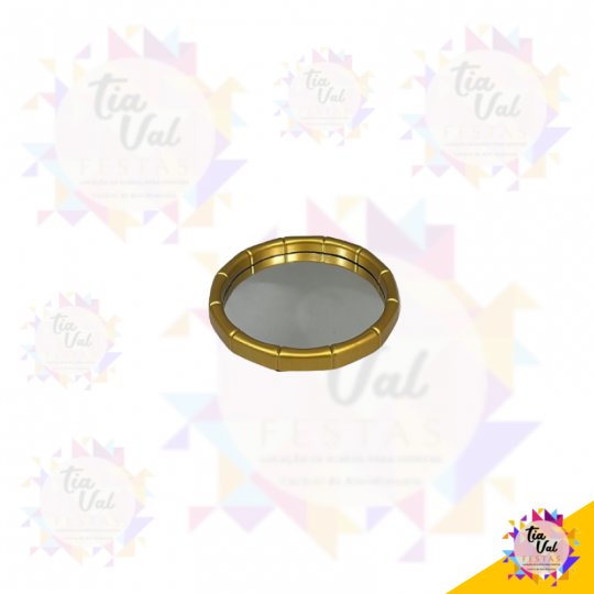 BANDEJA DOURADA REDONDA PLASTICO - PEQUENA