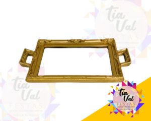 Foto de BANDEJA DOURADA RESINA RET. ESPELHO MAIS CLARA