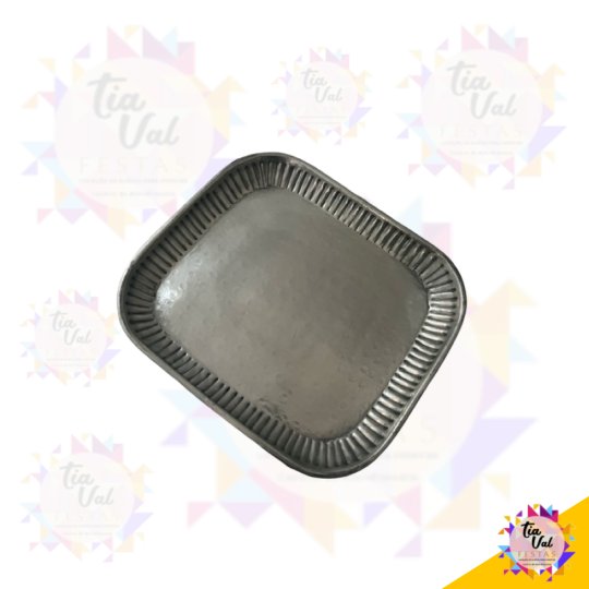 BANDEJA GRANDE - PRATA - QUADRADA - METAL