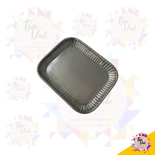 BANDEJA MEDIA - PRATA - QUADRADA - METAL