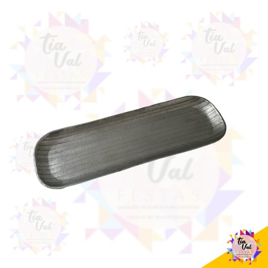 BANDEJA MÉDIA - PRATA - RETANGULAR - METAL 