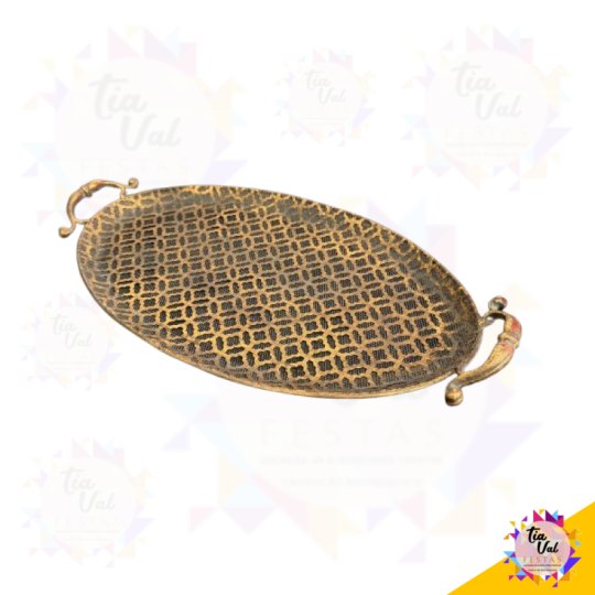 BANDEJA OVAL - 34 X 60 CM - METAL