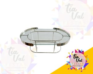 Foto de BANDEJA OVAL LUXO COM PE PRATA / VIDRO