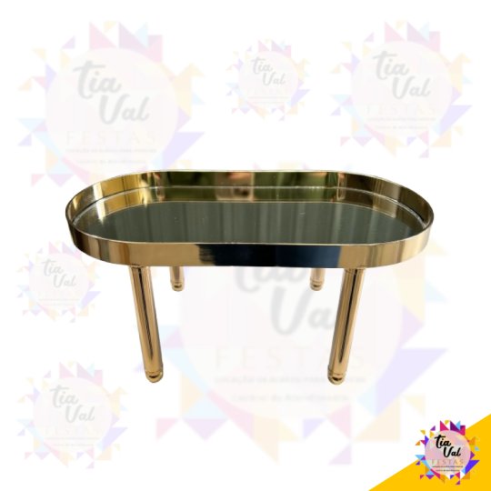 BANDEJA OVAL DOURADA 15 X 30 ALT 12CM