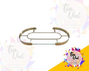 Foto de BANDEJA OVAL LUXO DOURADA / VIDRO 15 X 30