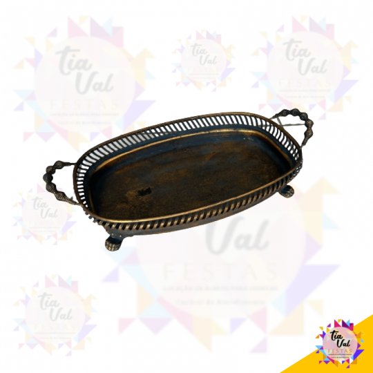 BANDEJA OVAL OURO VELHO METAL 25 X 40