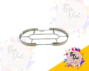 Foto de BANDEJA OVAL LUXO PRATA / VIDRO 13 X 25