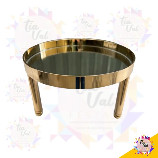 BANDEJA REDONDA DOURADA DIAM 20CM   ALT 12 CM