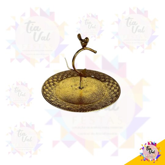 BANDEJA REDONDA PASSARINHO - DOURADO - PEQUENO