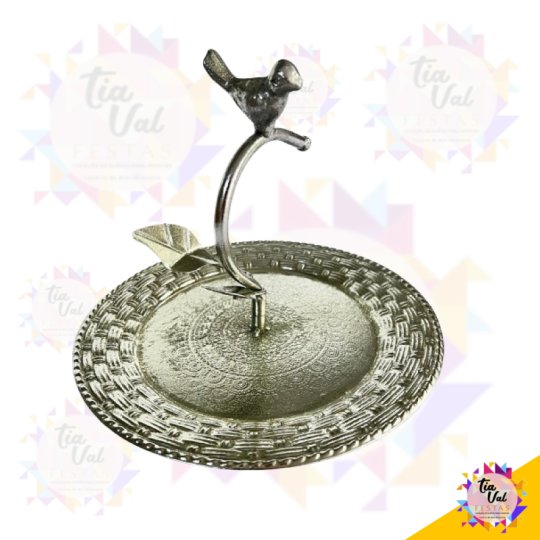 BANDEJA REDONDA PASSARINHO - PRATA - GRANDE