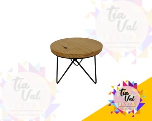 Foto de BANDEJA REDONDA PE PRETO - TAMPO MADEIRA MEDIA