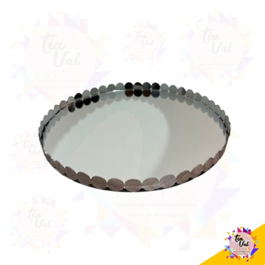 BANDEJA REDONDA - PRATA - MOEDAS - 30 CM