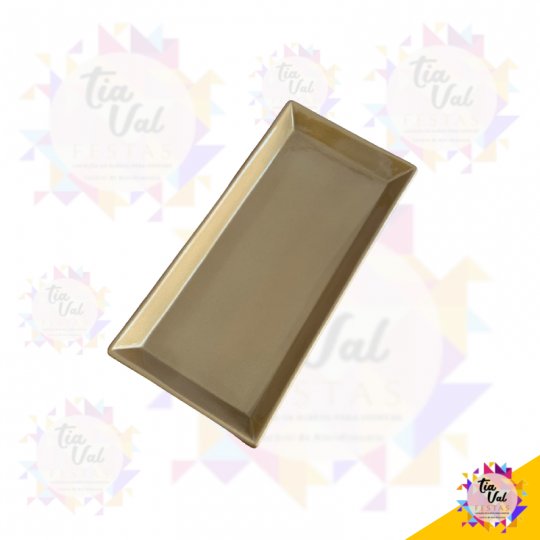 BANDEJA RETANGULAR DOURADA 34 X 17