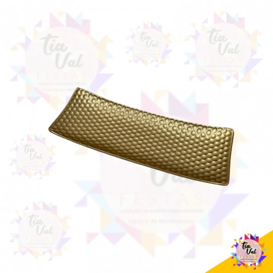 BANDEJA RETANGULAR MDF DOURADA 34 X 13
