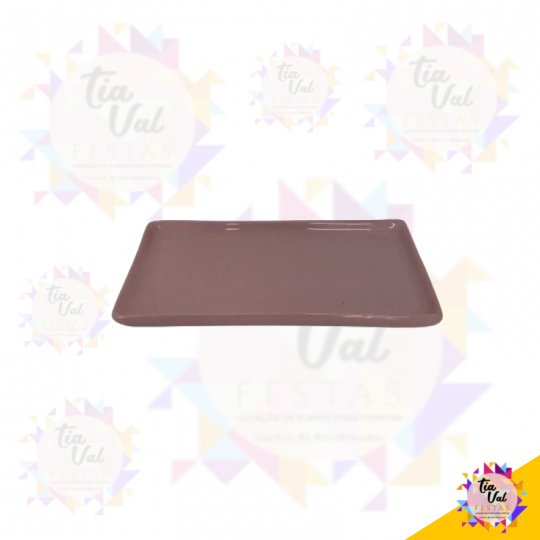 BANDEJA RETANGULAR  ROSA - PORCELANA  14 X 26