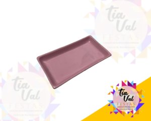 Foto de BANDEJA RETANGULAR ROSA - PORCELANA 11 X 21