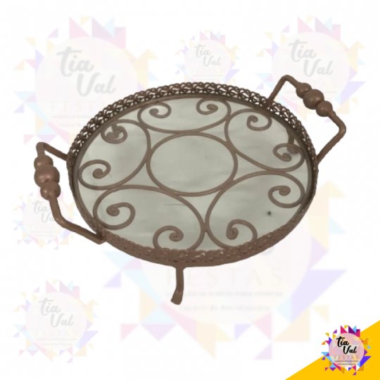 BANDEJA ROSE REDONDA C/ VIDRO (PEQUENA)