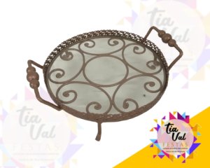 Foto de BANDEJA ROSE REDONDA C/ VIDRO (PEQUENA)