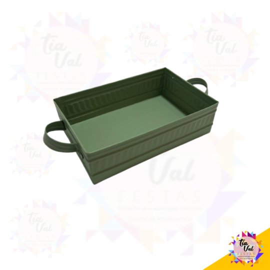 BANDEJA VERDE - METAL 20 X 14 X 6