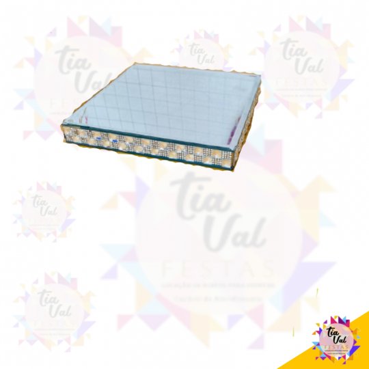 BASE ESPELHADA PRATA QUADRADA C/ STRASS G 20X20