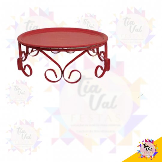 BOLEIRA DE ALUMINIO VERMELHA COM PE DE FERRO 36 CM