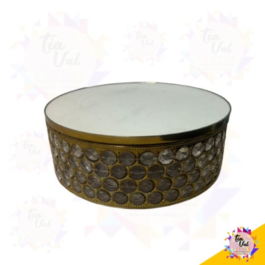 BOLEIRA DOURADA CRISTAL 30 CM