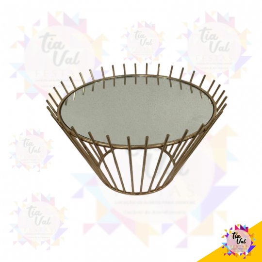 BOLEIRA DOURADA REDONDO ARTES C/ PONTAS 29CM