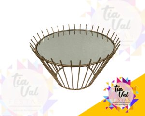 Foto de BOLEIRA DOURADA REDONDO ARTES C/ PONTAS 29CM