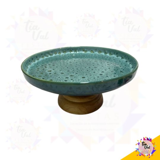 BOLEIRA - PORTA DOCES VERDE C/ MADEIRA  27 X 12