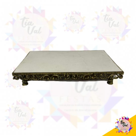 BOLEIRA RETANGULAR DOURADA  BRANCO  40 X 60