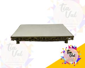 Foto de BOLEIRA RETANGULAR DOURADA  BRANCO  40 x 60