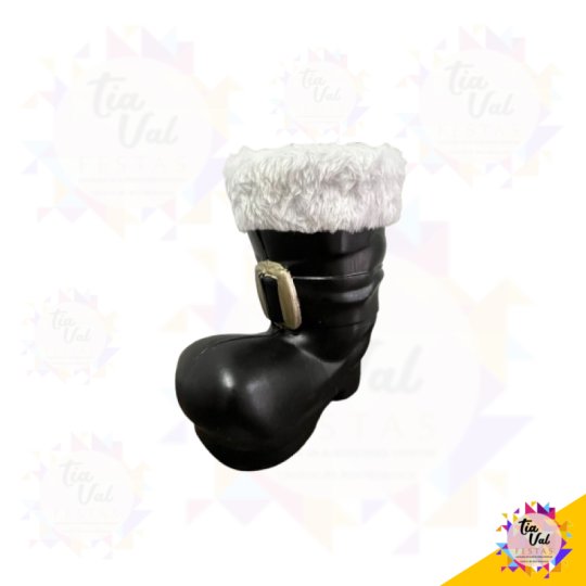BOTA PRETA PAPAI NOEL - NATAL - PLASTICO 15 X 25 CM