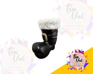 Foto de BOTA PRETA PAPAI NOEL - NATAL - PLASTICO 15 X 25 CM