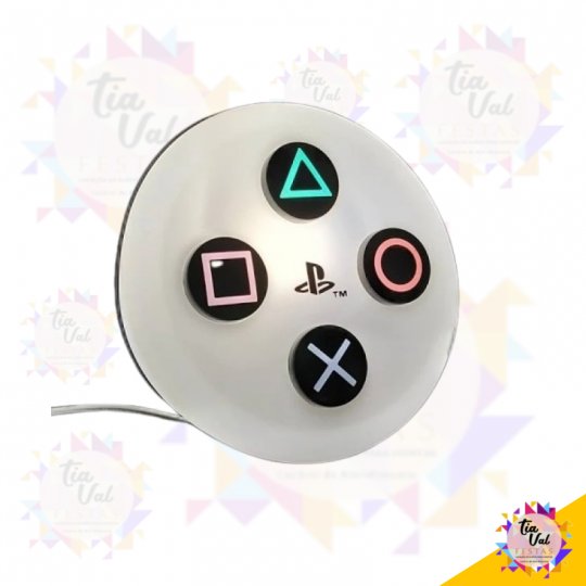 BOTAO BRANCO PLAYSTATION VIDEO GAME - LUMINARIA 23 X 23 CM