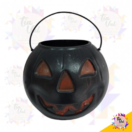 CALDEIRAO ABOBORA  PRETO DE PLASTICO HALLOWEEN - G