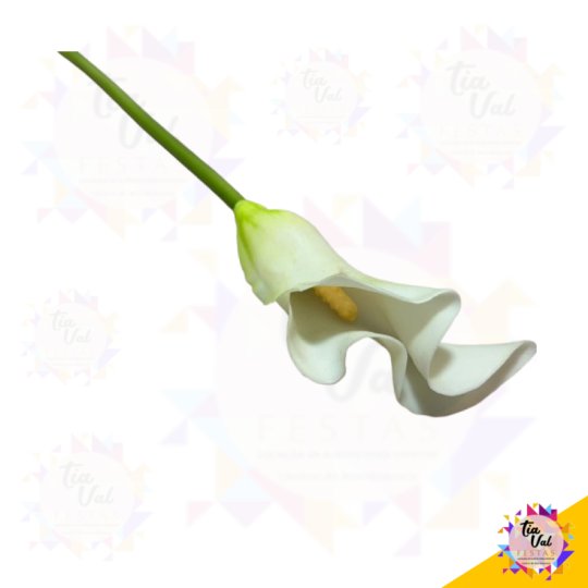 HASTE COPO DE LEITE - CALLA UNICA BRANCA 63 CM - FOLHAGEM ***