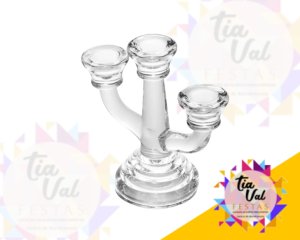 Foto de CANDELABRO - 03 VELAS - VIDRO 14 X 14 CM