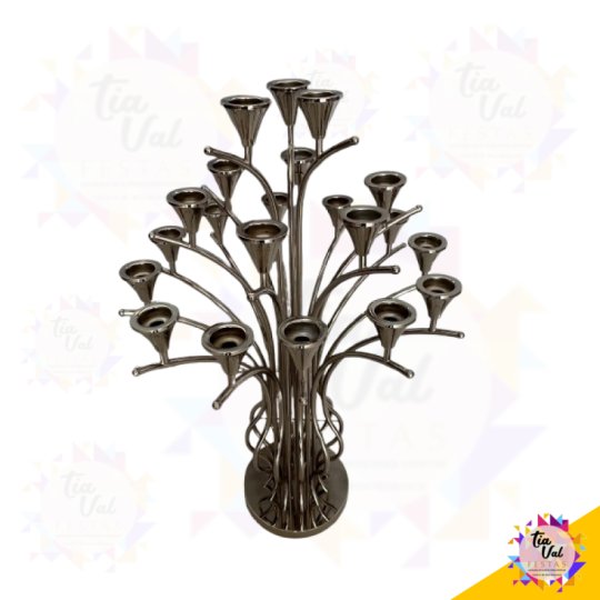 CANDELABRO PRATA - 21 VELAS - 0,66 CM X 1,08M