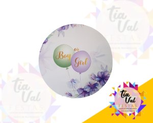 Foto de CAPA P/ PAINEL REDONDO 1,20M - BOY OR GIRL LILAS E VERDE